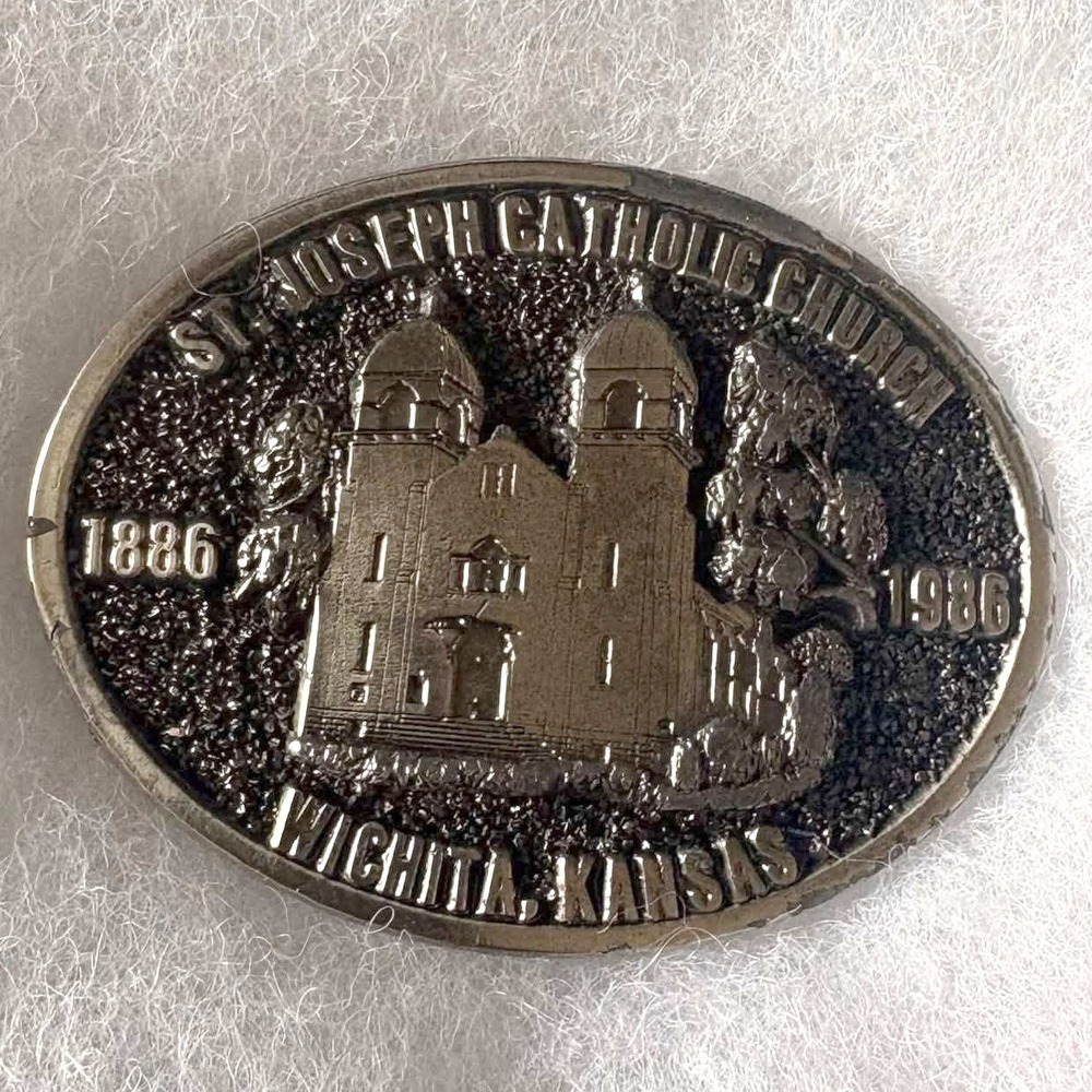 Vintage St Joseph Catholic Church Wichita Kansas Belt Buckle 1886-1986 Limited